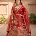 Stylish Red Designer Lehenga Choli with Embroidery Work and Designer Dupatta for Wedding