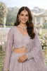 Stylish Lavender Net Embroidered Bridal Lehenga Choli with Full Sleeves for Wedding