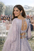Stylish Lavender Net Embroidered Bridal Lehenga Choli with Full Sleeves for Wedding