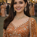 Stunning Orange Embroidered Readymade Net Lehenga Choli with Dupatta for Women