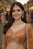 Stunning Orange Embroidered Readymade Net Lehenga Choli with Dupatta for Women