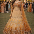 Stunning Orange Embroidered Readymade Net Lehenga Choli with Dupatta for Women