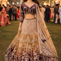 Beautiful Beige Embroidered Readymade Net Lehenga Choli with Dupatta for Women
