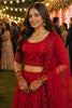 Luxury Red Embroidered Bridal Lehenga Choli with Net Dupatta for Women