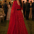 Luxury Red Embroidered Bridal Lehenga Choli with Net Dupatta for Women
