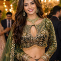 Luxury Dark Green Net Heavy Work  Bridal Lehenga Choli with Dupatta for Women