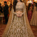 Beautiful Beige Net Bridal Lehenga Choli with Dupatta for Women