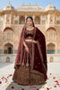 Awesome Maroon Velvet Designer Lehenga Choli with Embroidery Work and Designer Dupatta for Wedding