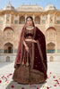 Awesome Maroon Velvet Designer Lehenga Choli with Embroidery Work and Designer Dupatta for Wedding