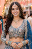 Royal Steel Blue Net Heavy Embroidered Bridal Lehenga Choli Designer Dupatta