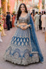 Royal Steel Blue Net Heavy Embroidered Bridal Lehenga Choli Designer Dupatta