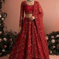 Luxury Red Designer Lehenga Choli with Heavy Embroidery Work and Matching Dupatta