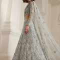 Luxury Grey Butterfly Net Embroidered Lehenga Choli for Wedding
