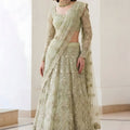 Stylish Pista Green Butterfly Net Embroidered Lehenga Choli for Wedding