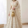 Stunning Off-White Butterfly Net Embroidered Lehenga Choli for Wedding