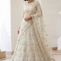 Stunning Off-White Butterfly Net Embroidered Lehenga Choli for Wedding