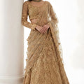 Majestic Beige Butterfly Net Embroidered Lehenga Choli for Wedding