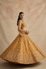 Luxury Mustard Yellow Butterfly Net Embroidered Lehenga Choli with Dupatta for Women