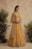 Luxury Mustard Yellow Butterfly Net Embroidered Lehenga Choli with Dupatta for Women
