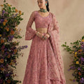 Stylish Pink Butterfly Net Embroidered Lehenga Choli with Dupatta for Women