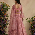 Stylish Pink Butterfly Net Embroidered Lehenga Choli with Dupatta for Women