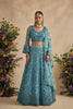 Stunning Teal Blue Butterfly Net Embroidered Lehenga Choli with Dupatta for Women