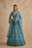  Stunning Teal Blue Butterfly Net Embroidered Lehenga Choli with Dupatta for Women