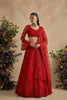 Traditional Red Butterfly Net Embroidered Lehenga Choli with Dupatta for Women