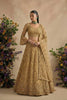 Superb Golden Butterfly Net Embroidered Lehenga Choli with Dupatta for Women