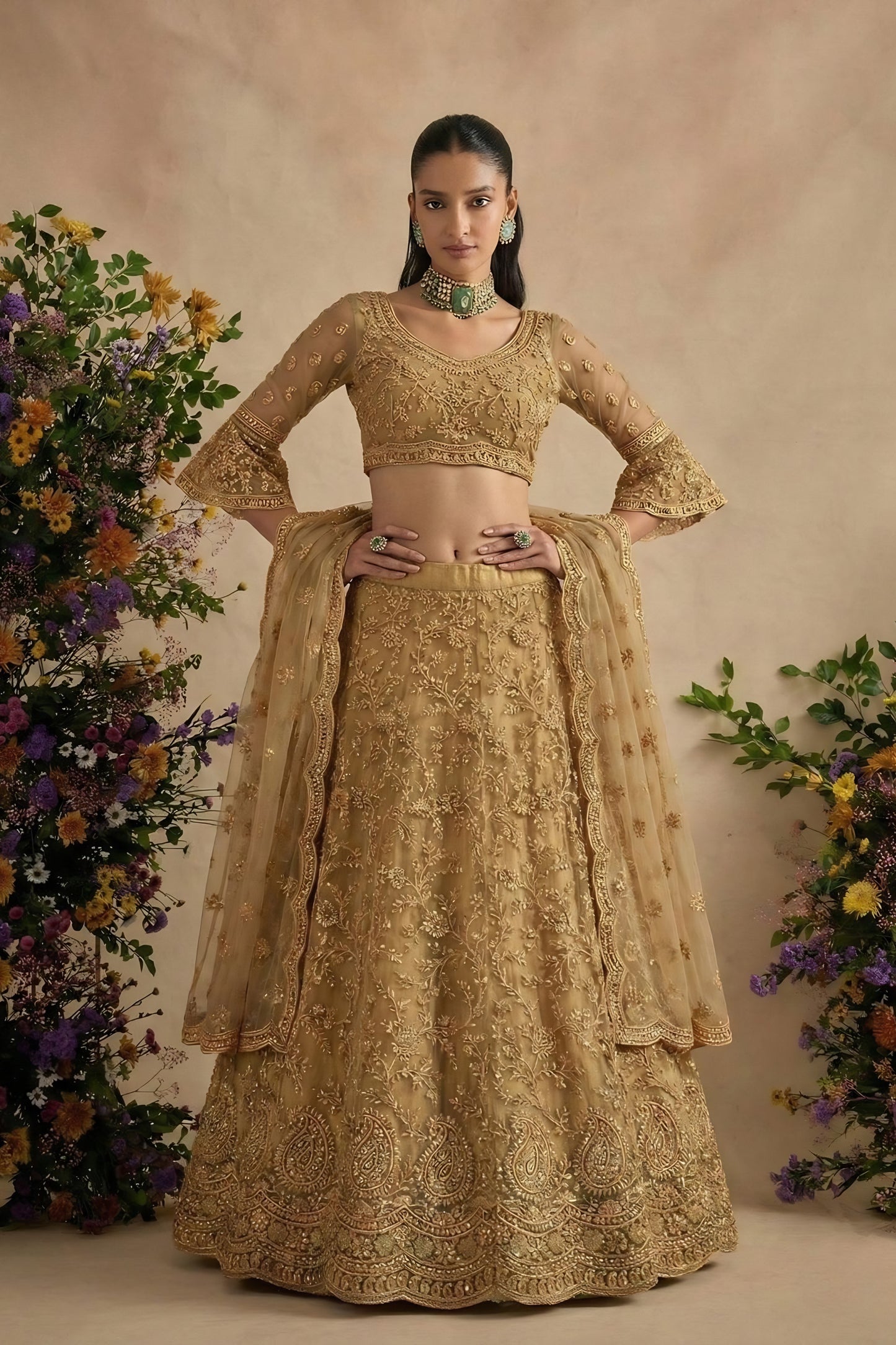 Charming Off White Butterfly Net Embroidered Lehenga Choli with Dupatta for Women