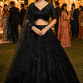 Stylish Black Net Beads Work Lehenga Choli with Designer Dupatta for Wedding