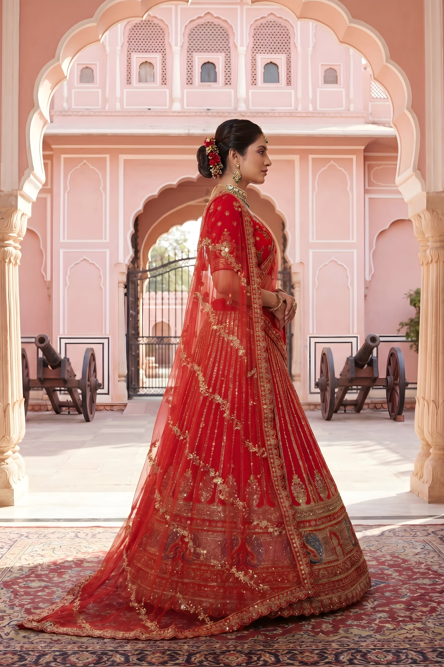 Graceful Red Designer Lehenga Choli with Embroidery Work and Designer Dupatta for Wedding