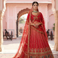 Graceful Red Designer Lehenga Choli with Embroidery Work and Designer Dupatta for Wedding