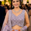 Elegant Lavender Net Embroidered Lehenga Choli with Designer Dupatta for Wedding