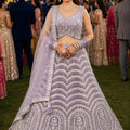Elegant Lavender Net Embroidered Lehenga Choli with Designer Dupatta for Wedding