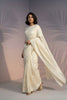 Off-White Silk Saree with Embroidered Border Designer Blouse