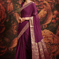 Elegant Purple Banarasi Silk Saree with Rich Golden Zari Weaving