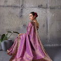 Purple Banarasi Silk Saree with Maroon Zari Border Traditional Saree