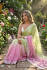 Green Pink Ombre Designer Saree with Sequin Embroidered Border