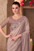 Dusty Mauve Satin Silk Saree Embroidered Border Sequined Blouse