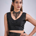 Black Organza Saree with Floral Embroidery Designer Saree