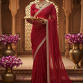 Elegant Red Saree Designer Blouse Festive Wear