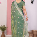 Designer Green Embroidered Saree with Blouse Party Wear