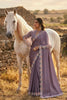  Dusty Lavender Embroidered Saree Designer Floral Border and Blouse
