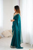 Teal Green Designer Georgette Saree with Heavy Golden Embroidered Border