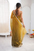 Olive Green Organza Silk Saree Designer Silver Lace Border Matching Blouse