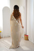 Elegant Beige Designer Embroidered Saree with Silver Floral Work Party Wear