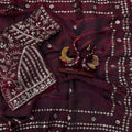 Designer Maroon Georgette Saree Heavy Sequins Embroidery Blouse