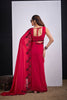 Rani Pink Organza Silk Saree Black Floral Embroidery Designer Saree