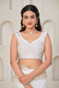 White Satin Silk Saree with Gold Zari Designer Saree